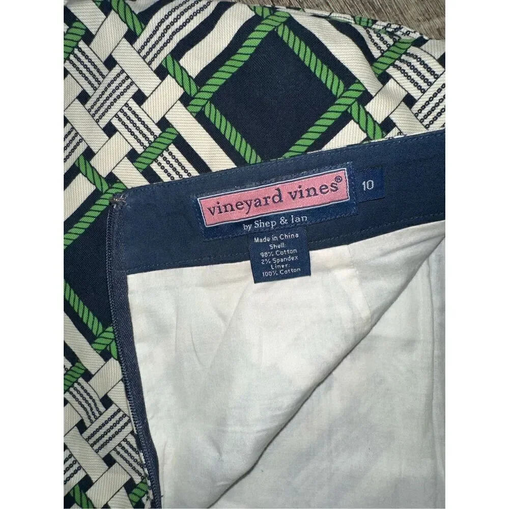 Vineyard Vines by Shep & Ian Nautical Beach Plaid Skirt Navy/Green/White Size 10